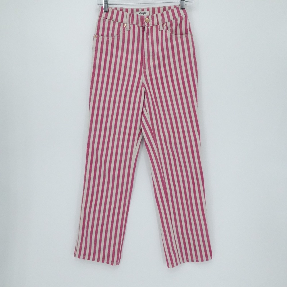 Wrangler Jeans Womens 26 Pink White Stripe Wild West High Rise Western Stretch